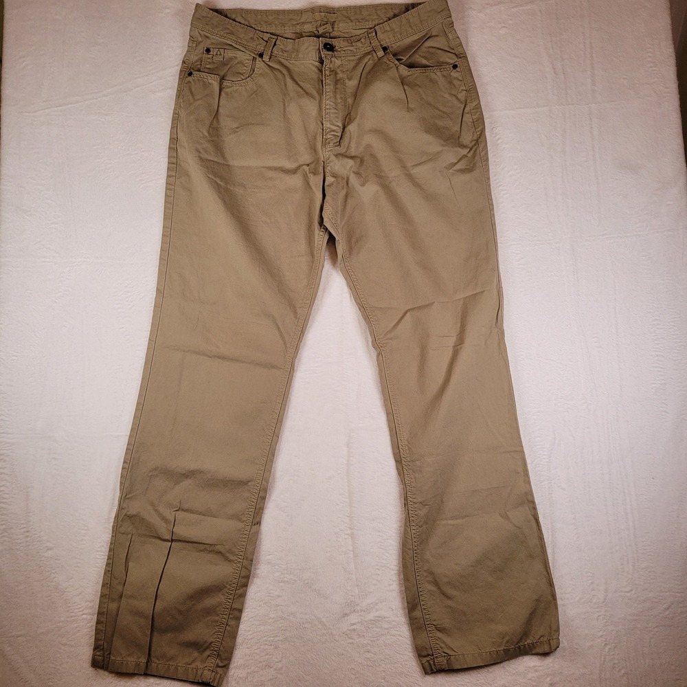 Ascend Mens Tan Khaki Straight Leg 100% Cotton Pants 38x34 Outdoor Casual